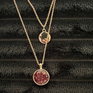 LOFT Gold Necklace with a Gold & Red Pendant